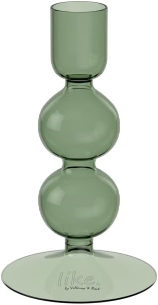 like. by Villeroy & Boch - Like Home Sage Candleholder, Elegant Glass Candleholder for Taper Candles, Home Decoration, Modern Design,Borosilicate Glass, Green