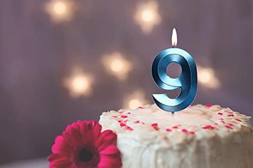2.76 inch Blue 9 Birthday Candles,3D Number 9th Cake Topper for Birthday Decorations No 19 91 92 93 94 95 96 97 98 99