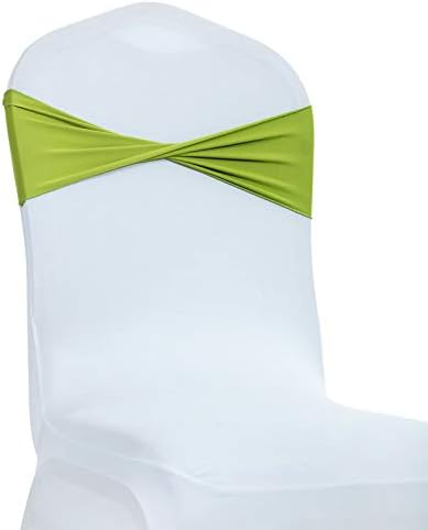 VDS Pack of 300 PCS | Apple Green | Spandex Chair Sashes Bows Without Buckle | Stretch Elastic Banquet Universal Folding Chair Band Tie with for Wedding Party Conference Celebration Event Decoration