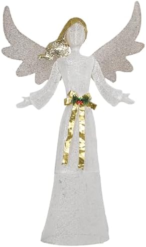 bshine lighted christmas classic angel decor, led holiday, front angle view
