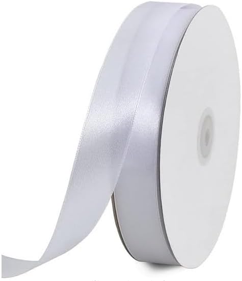 TONIFUL 1 Inch x 100yds White Satin Ribbon, Thin Solid Color Satin Ribbon for Gift Wrapping,Halloween, Hair Bows Making, Wedding Party Decoration, Sewing, Invitation Cards, Floral Bouquets, Christmas