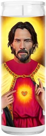 Keanu Celebrity Funny Candle – Reeves Wick Neo Votive Candle – Unique Gift for Matrix John Bill and Ted Action Movie Lovers – Home Decor Collectible for Living Room & Office - 8 Inch