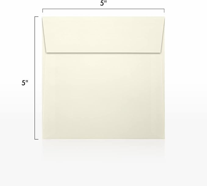 LUXPaper Square Invitation Envelopes | Peel & Press | 5" x 5" | Natural Linen | 80lb. Text | 50 Qty
