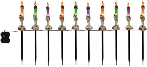 waterglide halloween decoration candle light stakes, 10 pack on a desk or shelf