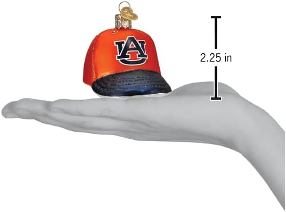 Old World Christmas Auburn Baseball Cap Glass Blown Ornament for Christmas Tree