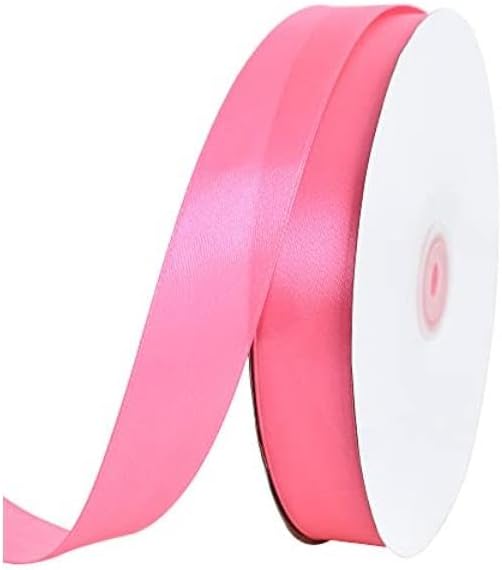 TONIFUL 1 Inch x 100yds Pink Satin Ribbon, Thin Solid Color Satin Ribbon for Gift Wrapping, Crafts, Hair Bows Making, Wedding Party Decoration, Invitation Cards, Floral Bouquets, Christmas
