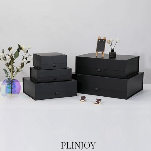 Black Gift Box Large 13.5x11.8x4.7 Inches, Black Gift Boxes for Presents with Magnetic Closure Lid, Luxury Gift Box Rectangle Collapsible Boxes for Gift Packaging