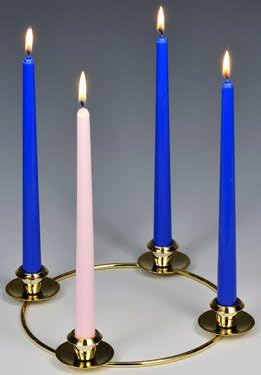 Blue Advent Candle Set - Made in The U.S.A. - 10 Inch Wax Taper Candles - 3 Blue Candles & 1 Pink Candle
