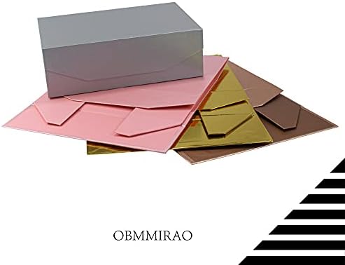 silver magnetic large gift box with lid, 13x9x4, side view
