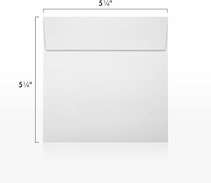 LUXPaper Square Invitation Envelopes | Peel & Press | 5 1/4" x 5 1/4" | Bright White | 70lb. Text | 50 Qty