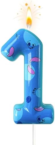 Cartoon Number Birthday Candle Anime Theme Candle Number Candle Blue Birthday Cake Decoration Suitable for Boys and Girls Supplies Party Decoration (Number 1)