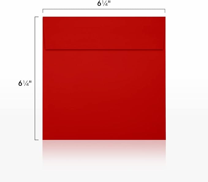 LUXPaper Square Invitation Envelopes | Peel & Press | 6 1/2" x 6 1/2" | Holiday Red | 60lb. Text | 50 Qty
