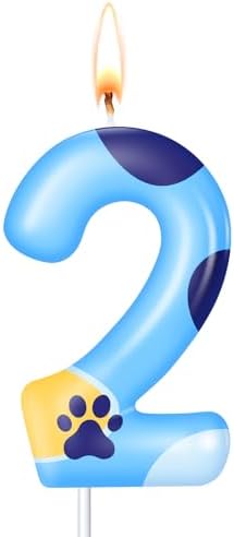 MTLEE Blue Dog Paw Candles Birthday Cake Decorations Cake Cupcake Topper for Boy and Girl Birthday Decoration(2)