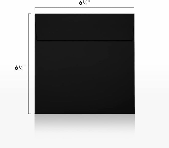 LUXPaper Square Invitation Envelopes | Peel & Press | 6 1/2" x 6 1/2" | Midnight Black | 80lb. Text | 50 Qty