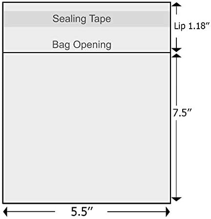 Delatanus 150 Pcs 5-1/2'' x 7-1/2'' Clear Cellophane Cello Bags,Thick Greeting Card Plastic Sleeves-Fit 5 X 7 Inch Cards Photos A6 A7 Envelopes Candy Treats 1.5-Mil
