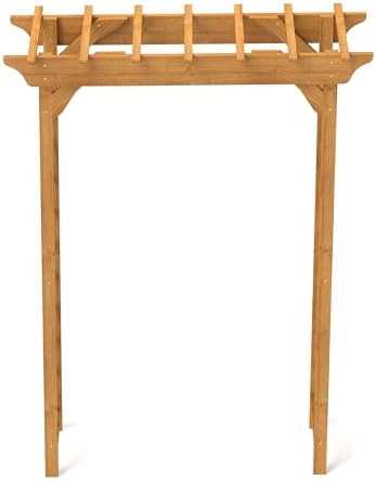 wood garden arbor – outdoor wooden arch pergola, front angle view