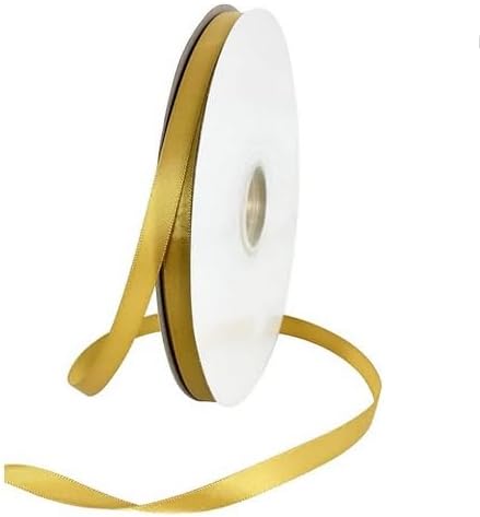 TONIFUL 3/8 Inch x 100yds Dark Gold Satin Ribbon Thin Solid Fabric Ribbons Roll for Gift Wrapping Invitation Floral Hair Balloon Craft Sewing Party Wedding Popsicles Decoration Valentine's Day Bouquet
