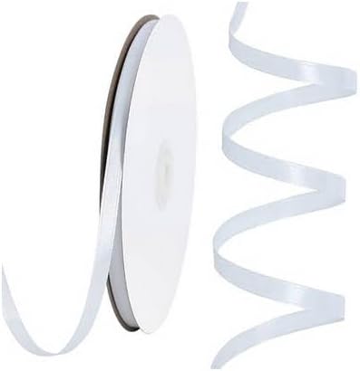 TONIFUL 1/4 Inch x 100yds White Satin Ribbon, Thin Solid Color Satin Ribbon for Gift Wrapping, Crafts, Hair Bows Making, Wedding Party Decoration, Invitation Cards, Floral Bouquets,Halloween,Christmas
