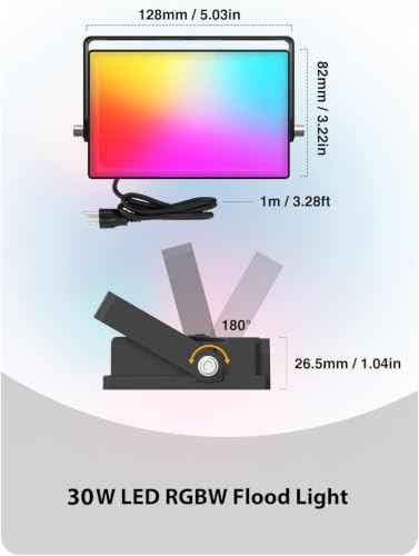 Onforu LED Flood Light Outdoor 300W Equivalent, 30W Color Changing RGBW Flood...