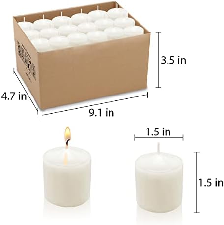 10 Hour White Votive Candles for Weddings Party Spa and Emergency, Set of 36 Unscented Bulk Candles for Restaurants and Home Decoration