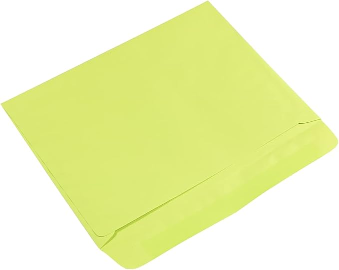 JAM PAPER 9 x 12 Booklet Colored Envelopes - Ultra Lime Green - Bulk 500/Box