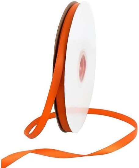 TONIFUL 3/8 Inch x 100yds Orange Satin Ribbon Thin Solid Fabric Ribbons for Gift Wrapping Floral Balloons Craft Sewing Party Wedding Popsicles Decoration Valentine's Day Bouquet Thanksgiving