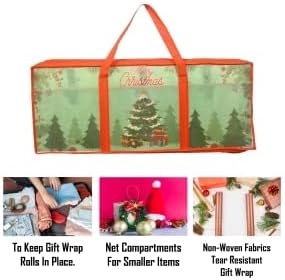 Christmas wrapping Paper Holder storage bag with internal pockets ideal for Gift Wrap Organiser for Bows Tags & Ribbon storage gift wrap package Christmas decoration bag (1)