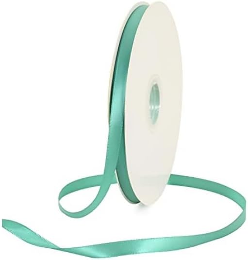 TONIFUL 3/8 Inch x 100yds Turquoise Aqua Blue Satin Ribbon Thin Solid Fabric Ribbons Roll for Gift Wrapping Invitation Floral Hair Balloons Craft Party Wedding Decoration Valentine's Day Bouquet