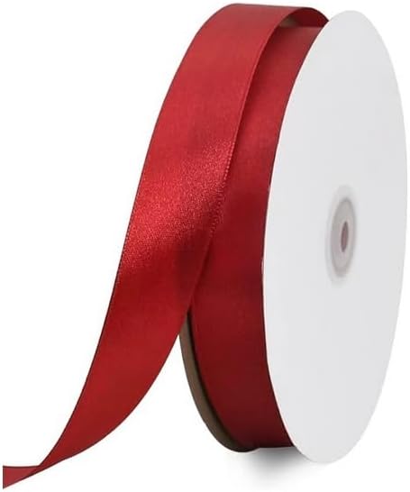 TONIFUL 1 Inch x 100yds Claret Red Satin Ribbon, Thin Solid Color Satin Ribbon for Gift Wrapping, Crafts, Hair Bows Making, Wedding Party Decoration, Invitation Cards, Floral Bouquets, Christmas