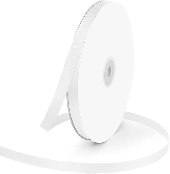 3/8" Wide x 100 Yards Single Face Polyester Satin Ribbon, Satin Ribbon for Crafts, Gift, Hair Bows, Wedding Party Decoration, Bow Making & Other Projects (White)