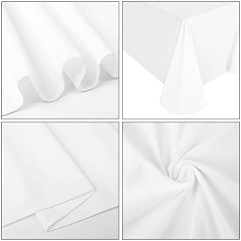 10 Pack Polyester Tablecloths, White 90 x 132 Inch Polyester Table Cloth for 8 Foot Rectangle Tables, Stain and Wrinkle Resistant Washable Fabric Table Cover for Wedding Banquet Restaurant Party