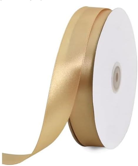 TONIFUL 1 Inch x 100yds Gold Satin Ribbon, Thin Solid Color Satin Ribbon for Gift Wrapping, Crafts, Hair Bows Making, Wedding Party Decoration, Sewing, Invitation Cards, Floral Bouquets, Christmas