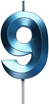 2.76 inch Blue 9 Birthday Candles,3D Number 9th Cake Topper for Birthday Decorations No 19 91 92 93 94 95 96 97 98 99