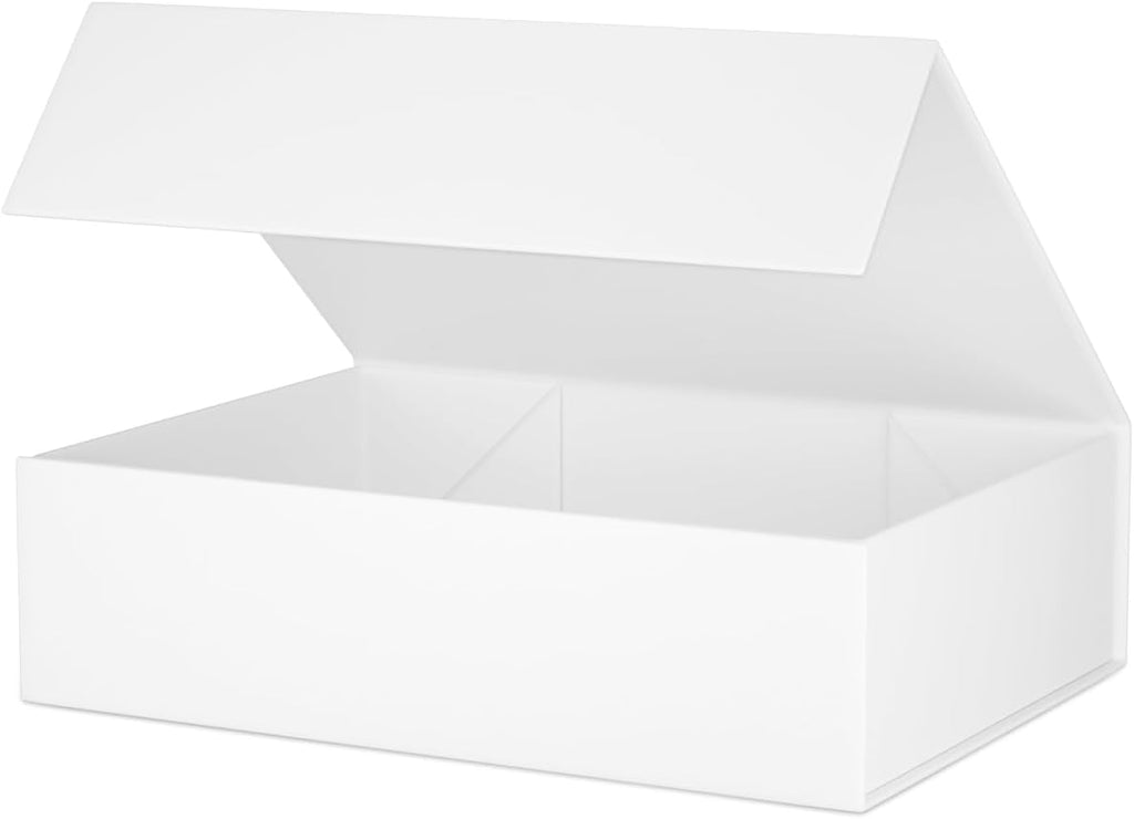 ROSTELACK White Gift Box 11.9" x 8.5" x 3.3" with Magnetic Closure Lid for Presents,Bridesmaid Gifts Boxe,Cute Box,Birthday Gift,Luxury for Gift Packaging, Magnetic Gift Boxes for Wrapping Gifts