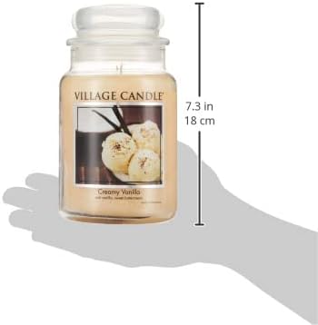 Village Candle Creamy Vanilla Large Glass Apothecary Jar, Scented Candle, 21.25 oz., Ivory