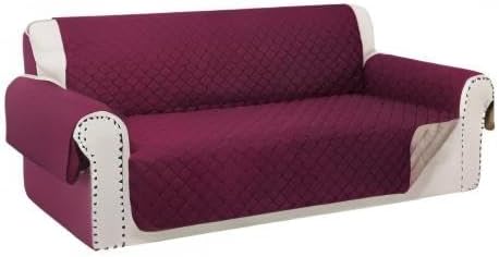 Reversible 4 Seater Sofa Cover 91 Inch Large Couch Cover Furniture Protector(Sofa XX-Large,Burgundy/Camel)