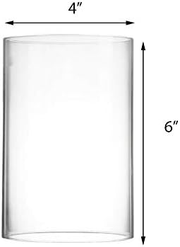 CYS EXCEL 2 PCS (H:6" D:4") Open Ended Clear Glass Hurricane Candleholder Tube Lamp Shade Open Flame Candlestick Holder Chimney Tube Cover Bottomless Cylinder