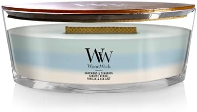 WoodWick Oceanic Trilogy Gifts for Women and Men, 16 oz Ellipse Trilogy Candle with Crackling Wick