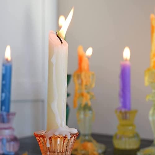 Candlestock Hippie Drippy Drip Candles - Pack of 6 Dripping Taper - Wine Bottle Melting Candles (Ivory)