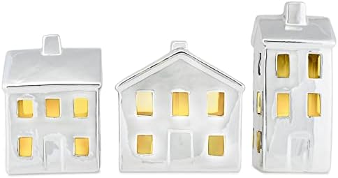 mark feldstein chrome finish porcelain led village, set, side view
