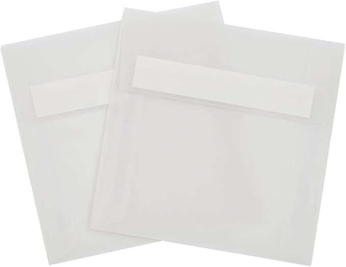 LUXPaper Square Invitation Envelopes | Peel & Press | 5" x 5" | Clear Translucent | 30lb. Text | 50 Qty