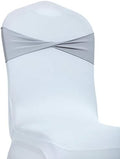 VDS Pack of 25 PCS | Light Silver | Spandex Chair Sashes Bows Without Buckle | Stretch Elastic Banquet Universal Folding Chair Band Tie with for Wedding Party Conference Celebration Event Decoration