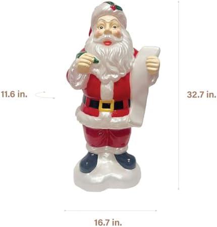 fraser hill farm 33” santa holding list blow, side view