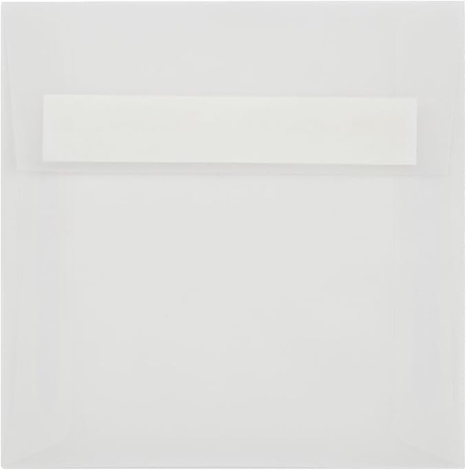 LUXPaper Square Invitation Envelopes | Peel & Press | 5" x 5" | Clear Translucent | 30lb. Text | 50 Qty