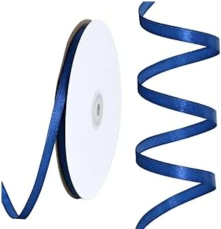 TONIFUL 1/4 Inch x 100yds Navy Blue Satin Ribbon, Thin Solid Color Satin Ribbon for Gift Wrapping, Crafts, Hair Bows Making, Wedding Party Decoration, Invitation Cards, Floral Bouquets