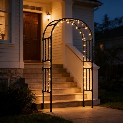 square tube metal garden arbor trellis,5.9x7.9ft, close-up detail