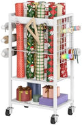 hoobro wrapping paper storage cart, rolling craft storage, main product view