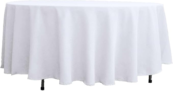 Efavormart Round Tablecloth, 108 Inch Stain & Wrinkle Resistant Washable Table Cloth, Decorative Polyester Fabric Table Cover for Banquet, Wedding, Dining- White