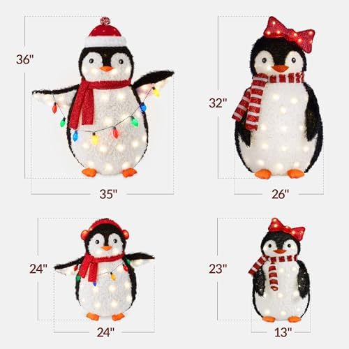 best choice products 4-piece lighted penguin family, large shown in use