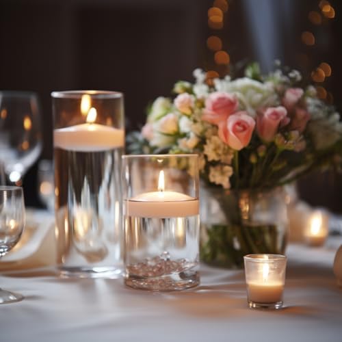48 Pack White Floating Candles 3 inch Unscented Floating Candles for Centerpieces 8 Hours Long Burn Time-3” Floating Candle Bulk for Wedding Cylinder Vases